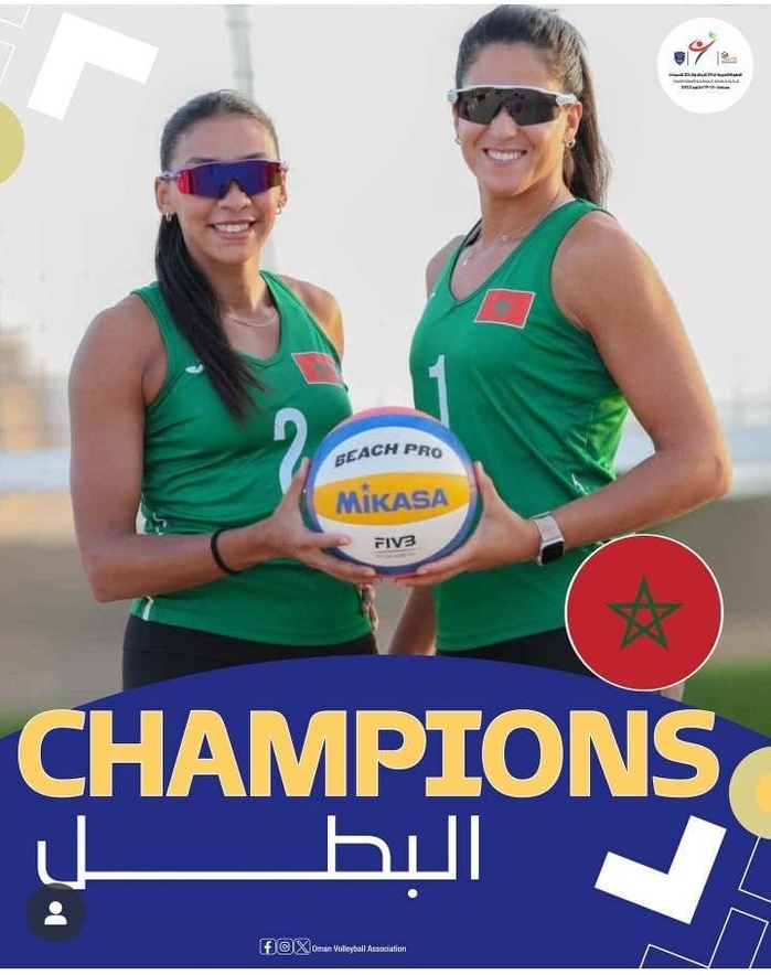 Beach-volley (Dames) : Le Maroc conserve sa couronne arabe à Mascate Beach-volley (Dames) : Le Maroc conserve sa couronne arabe à Mascate