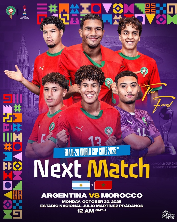 Finale CDM U20 Chili 25/ Maroc-Argentine : Les Lionceaux à l’assaut de l’Histoire ! Finale CDM U20 Chili 25/ Maroc-Argentine : Les Lionceaux à l’assaut de l’Histoire !