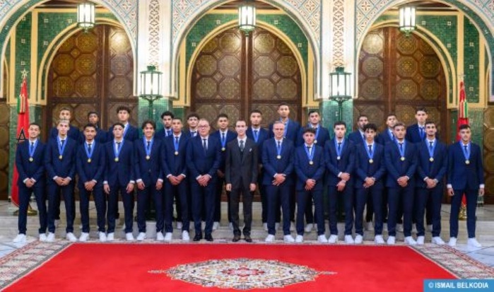 Mondial U20 / Equipe nationale : S.A.R. le Prince Héritier Moulay El Hassan préside une cérémonie offerte par S.M. le Roi en l’honneur aux Champions du monde Mondial U20 / Equipe nationale : S.A.R. le Prince Héritier Moulay El Hassan préside une cérémonie offerte par S.M. le Roi en l’honneur aux Champions du monde