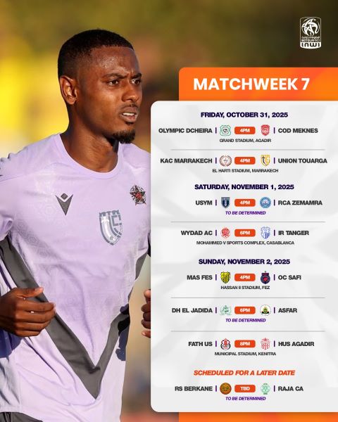 Botola D1 : programme de la J7 et des matchs en retard (J5 et J6) Botola D1 : programme de la J7 et des matchs en retard (J5 et J6)