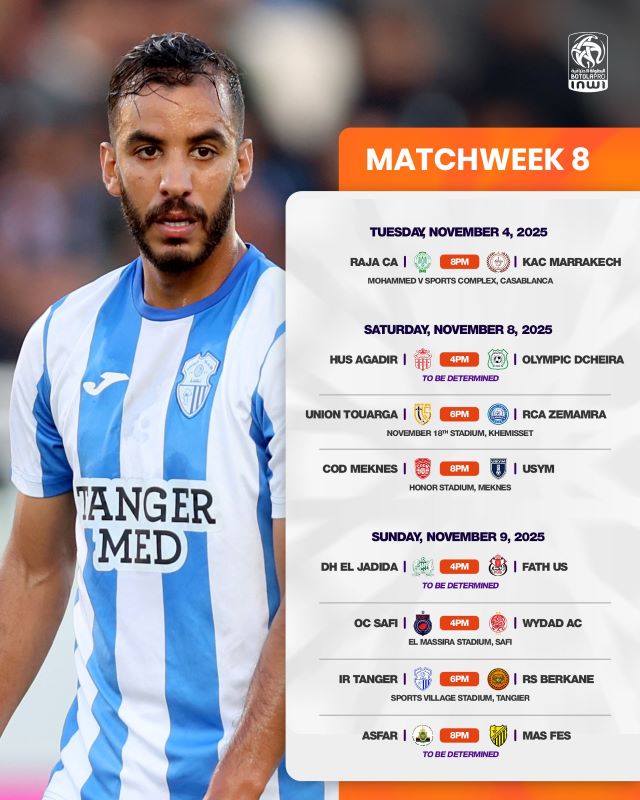 Botola D1- J8 : le programme dévoilé Botola D1- J8 : le programme dévoilé