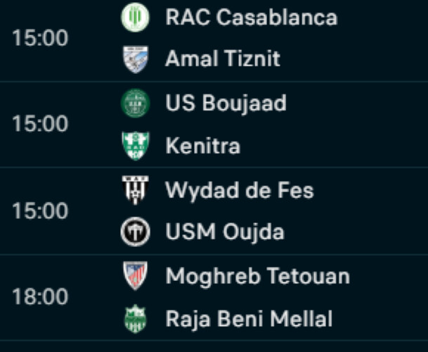 Botola D2 / J8: Programme du jour