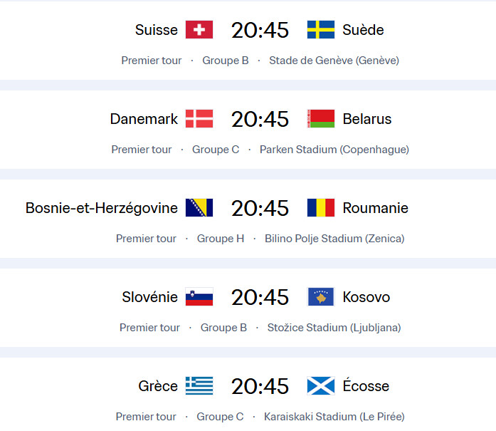 Qualifs CDM26 (UEFA): La Croatie qualifiée (vendredi). Programme  (samedi)