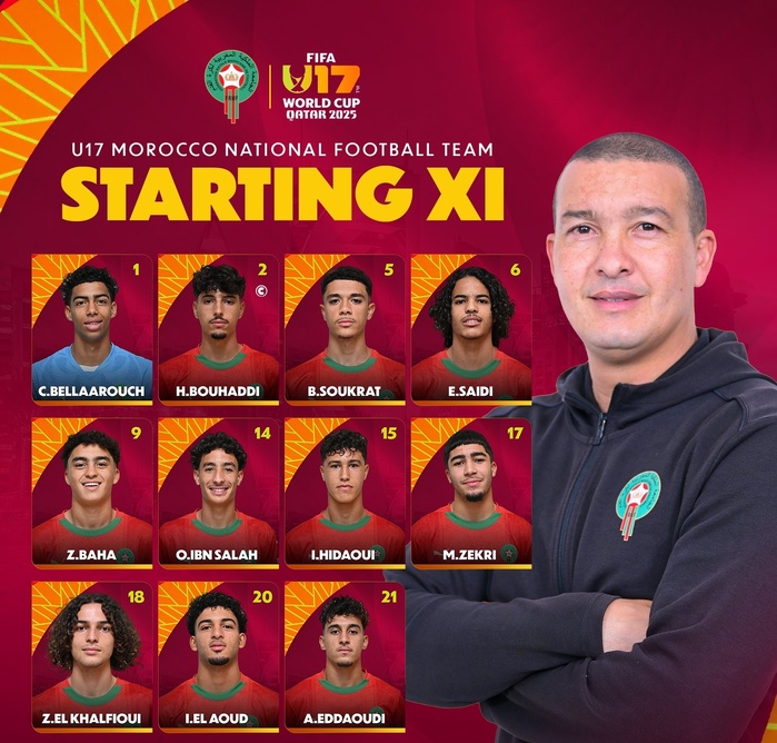 CDM U17 / Maroc-Mali : Abdellah Ouazane débute sur le banc