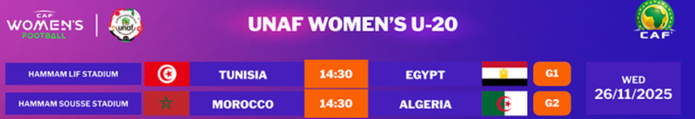 UNAF U20 (f) : Maroc-Algérie ce mercredi : Horaire ? Chaîne ?