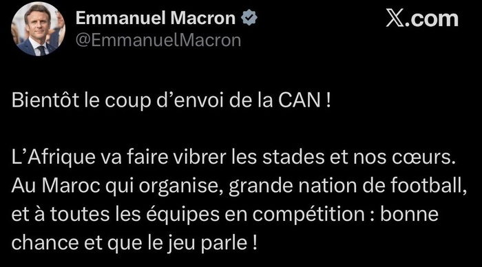 CAN 2025 : Emmanuel Macron salue une ferveur qui dépasse les frontières