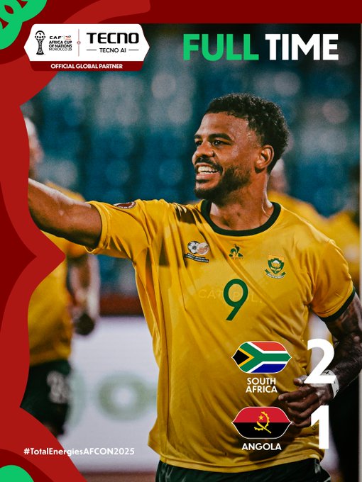 CAN 2025 / Groupe B : L’Afrique du Sud victorieuse de l’Angola au terme d’un duel intense