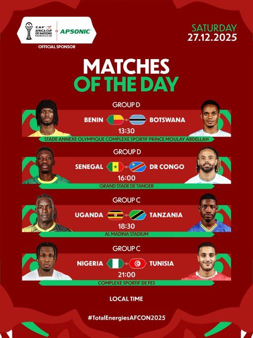 CAN 2025 / J2 : Nigeria vs Tunisie et Sénégal vs RDC, deux chocs décisifs pour la qualification ce samedi