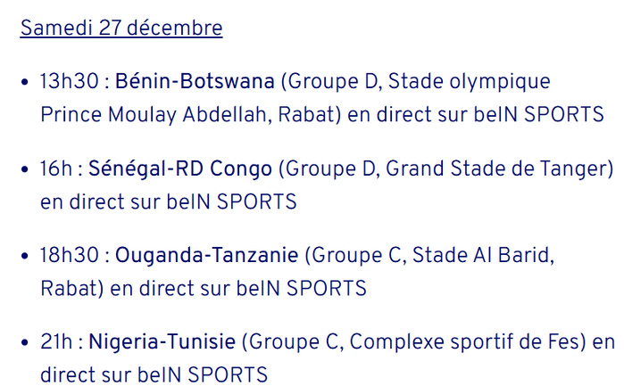 CAN 2025 / J2 : Nigeria vs Tunisie et Sénégal vs RDC, deux chocs décisifs pour la qualification ce samedi