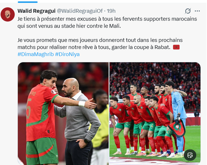 CAN 2025 : Walid Regragui s’excuse avant à la conférence de presse de ce dimanche CAN 2025 : Walid Regragui s’excuse avant à la conférence de presse de ce dimanche