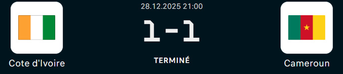 CAN Maroc 25 / Côte d’Ivoire - Cameroun : un nul spectaculaire qui relance le suspense dans le groupe F