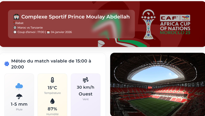 CAN 2025 / Maroc-Tanzanie : enjeux, horaire, arbitrage et météo CAN 2025 / Maroc-Tanzanie : enjeux, horaire, arbitrage et météo