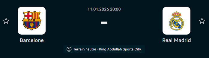 Finale. Supercoupe d’Espagne / Ce dimanche, un Clasico indécis pour lancer l’an 2026 : Heure ? Chaînes Finale. Supercoupe d’Espagne / Ce dimanche, un Clasico indécis pour lancer l’an 2026 : Heure ? Chaînes