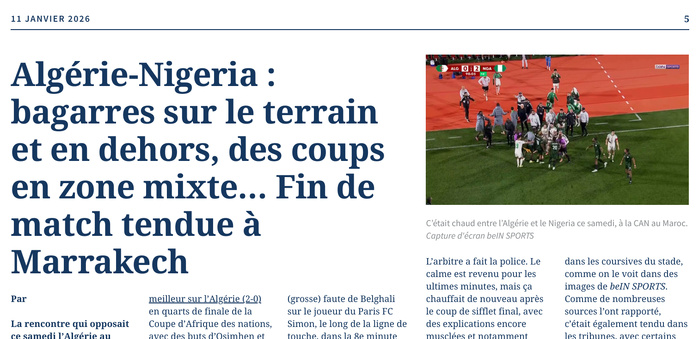 Témoignage médiatique / Le Figaro : « Algérie–Nigeria, bagarres sur le terrain et en dehors, tensions jusque dans la zone mixte »