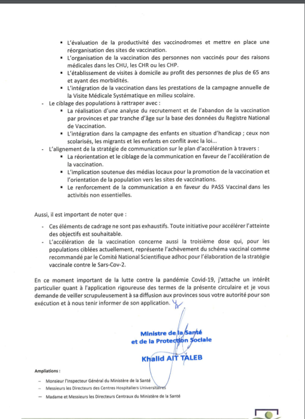 Khalid Ait Taleb élabore un nouveau plan pour accélérer la campagne de vaccination
