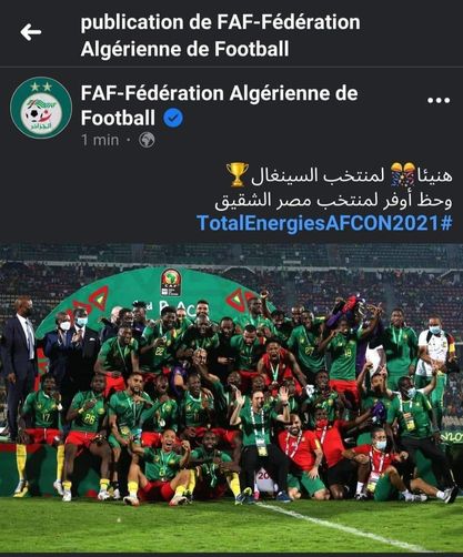 CAN-Sacre du Sénégal : La Fédération algérienne de football se trompe de photo !