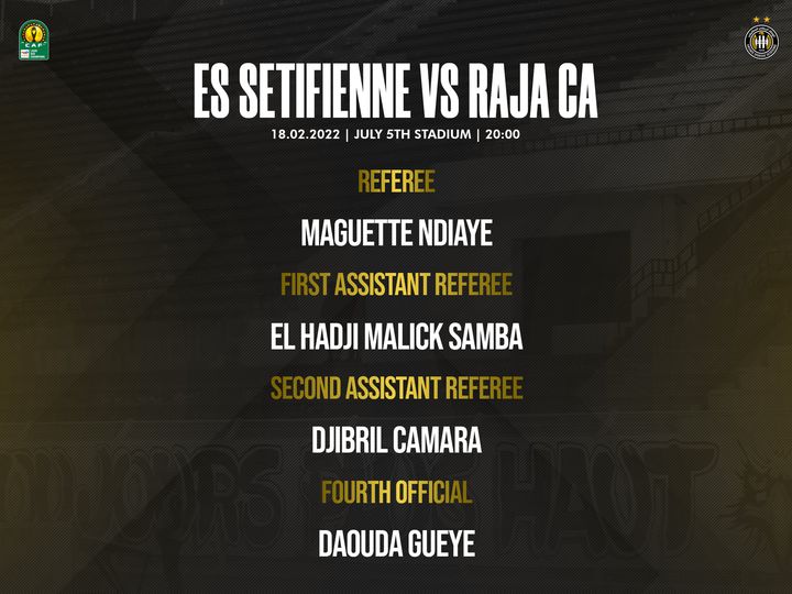 Ligue des champions(CAF) / 2e journée : Un arbitrage sénégalais pour ES Sétif-Raja vendredi (20h) Ligue des champions(CAF) / 2e journée : Un arbitrage sénégalais pour ES Sétif-Raja vendredi (20h)