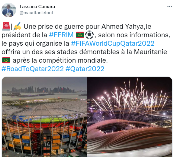L’après Mondial 2022 : Le Stade 974 serait offert à la Mauritanie par le Qatar L’après Mondial 2022 : Le Stade 974 serait offert à la Mauritanie par le Qatar