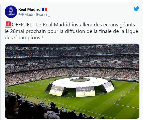 Finale / Ligue des champions UEFA  :  Le Real installe des écrans géants à  Santiago Bernabeu
