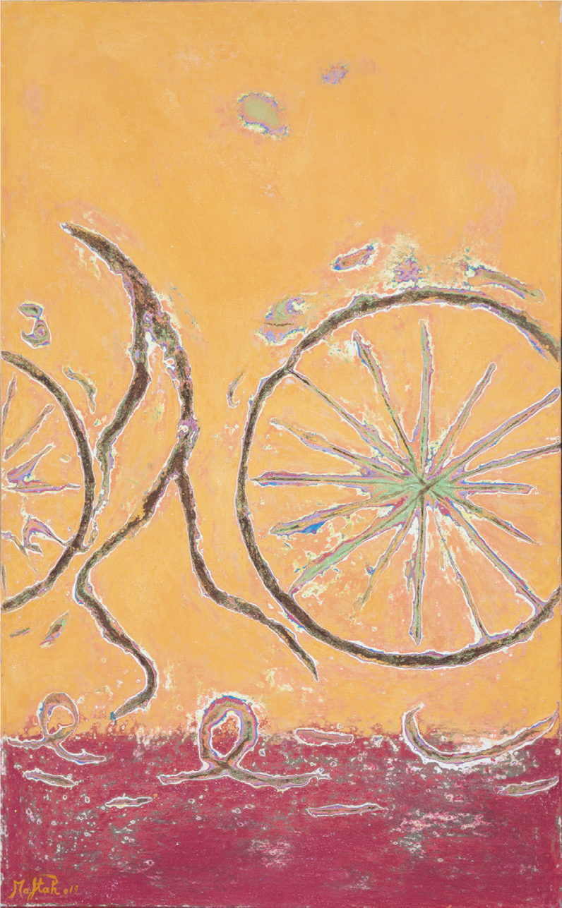 The Circuit, technique mixte, toile marouflée sur panneau, 200 x 122 cm, 2022.