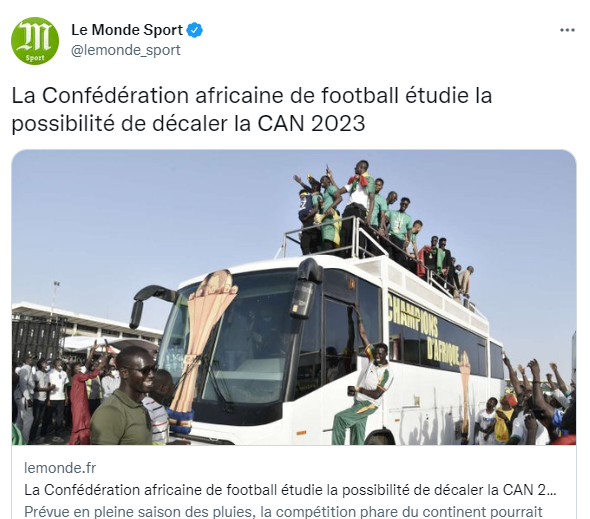 CAN 2023 :  Un  possible report jusqu’à 2024 ?