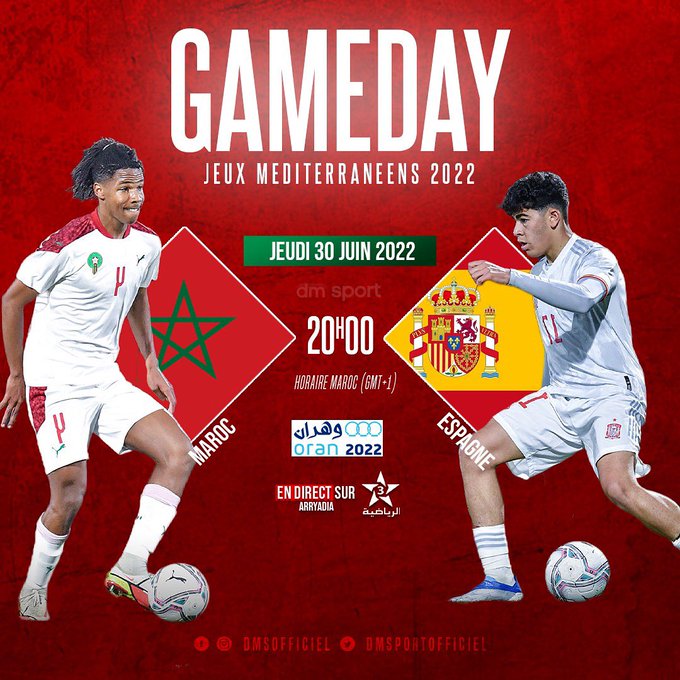 Jeux méditerranéens / Foot U18 : Ce soir, le Maroc face à l’Espagne en match barrage pour une place au second tour (20h00)