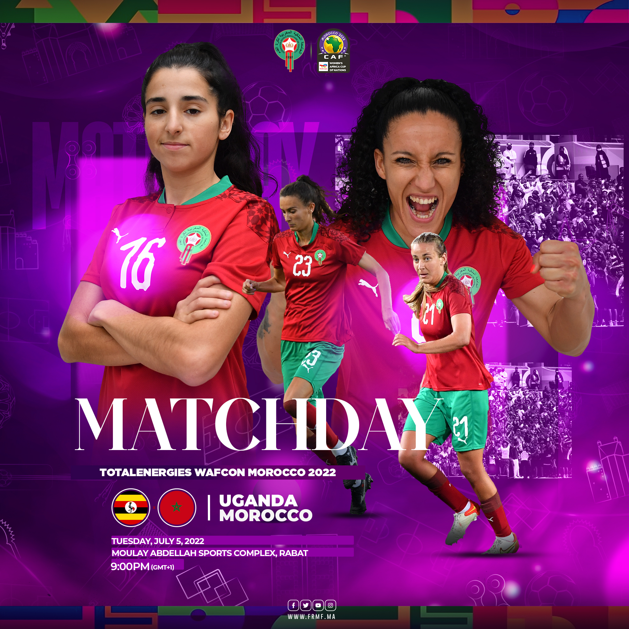 CAN Féminine -Maroc 2022  / 2e journée / Groupe A :  Maroc – Ouganda (21h00) et Sénégal – Burkina Faso (18h00)