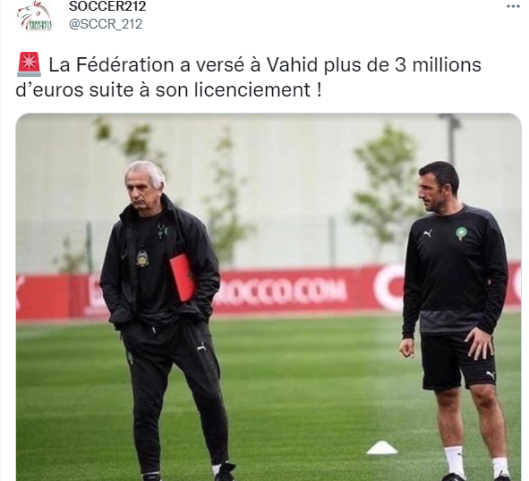 FRMF- Halilhodzic :  Coach Vahid recevrait un ‘’gros’’ chèque en compensation !