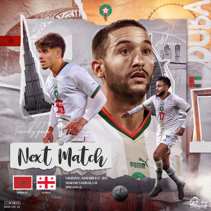 Coupe du monde / Equipe nationale : Aujourd'hui à 17h00, Maroc - Géorgie sur Arryadia 