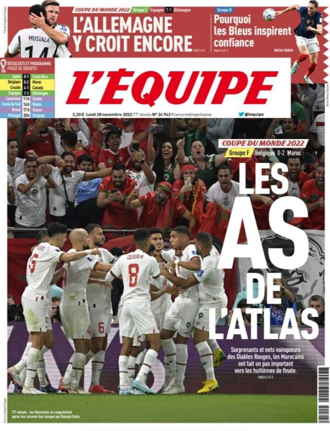 Mondial 2022 : L’euphorie de la presse internationale après la victoire du Maroc sur la Belgique