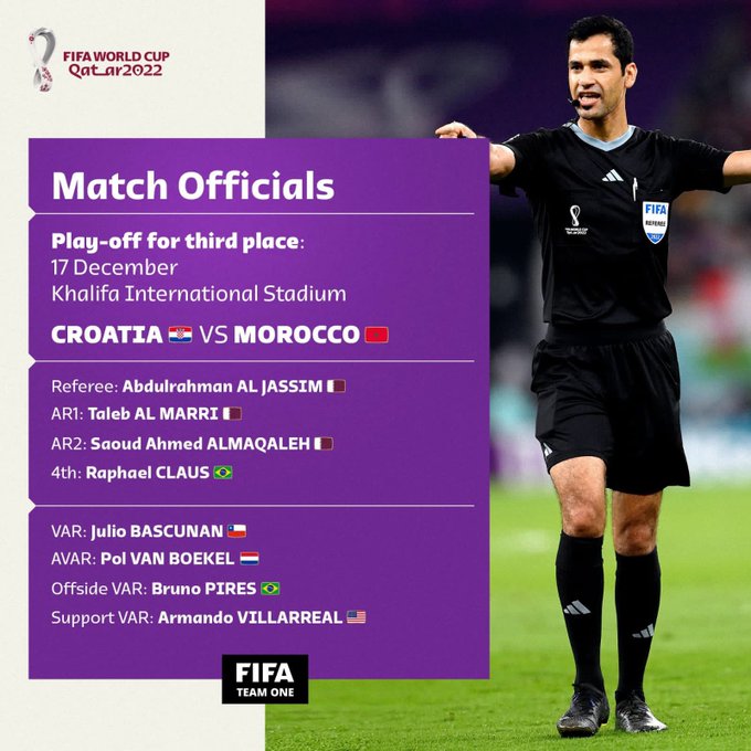 Mondial : Un trio qatari pour la petite finale Maroc-Croatie