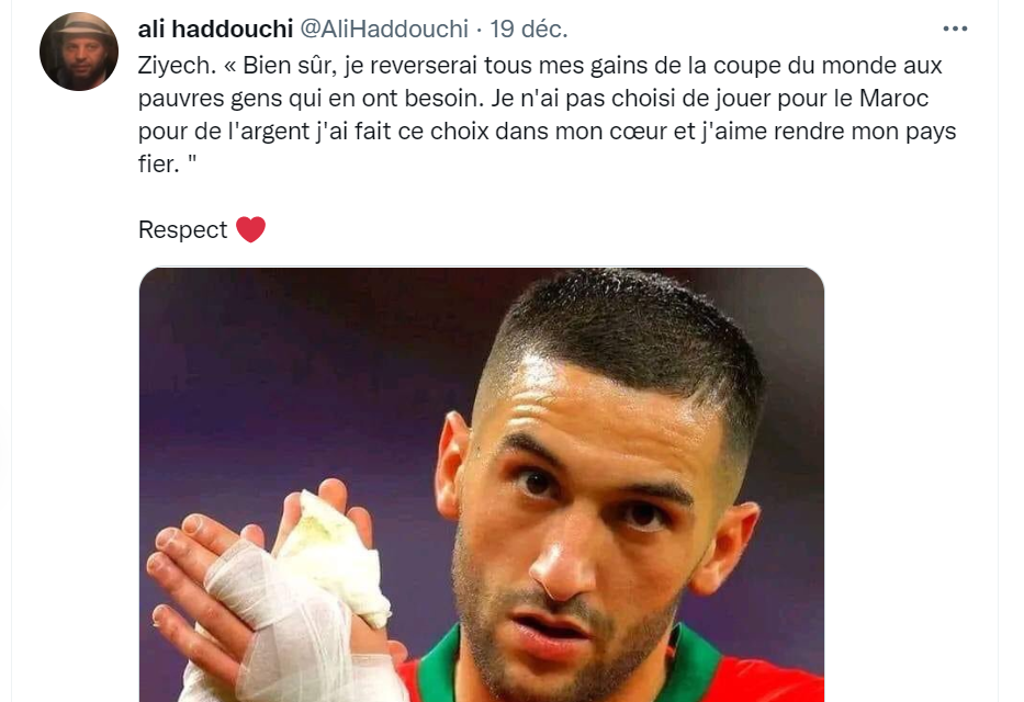 Mondial 2022 / Lu sur twitter / Gad Elmaleh : « Le Maroc en CDM est une fierté inouïe. Cette équipe du Maroc donne à voir une joie, une manière de célébrer [...] qui sont mes valeurs. Je suis très… très fier d'être marocain !  »