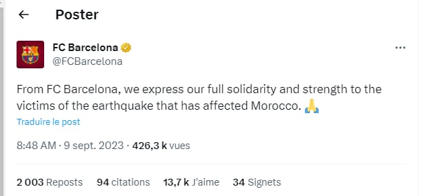 Séisme / Messages de condoléance et soutien : Le monde du football en émoi et compassion