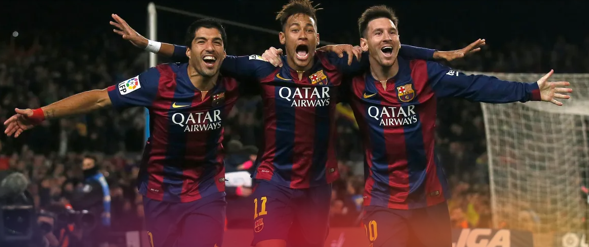 Le trio à l'époque où il jouait  il  jouait  pour  le  Barca  !