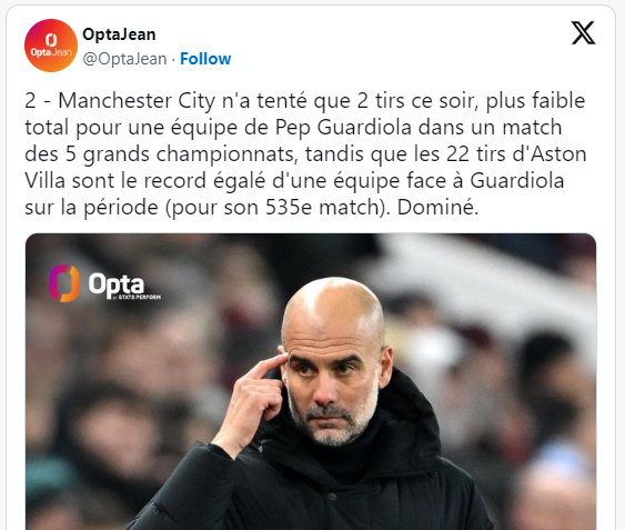 Premier League / J15 (suite)  Quatrième contre-performance du City d’affilée !