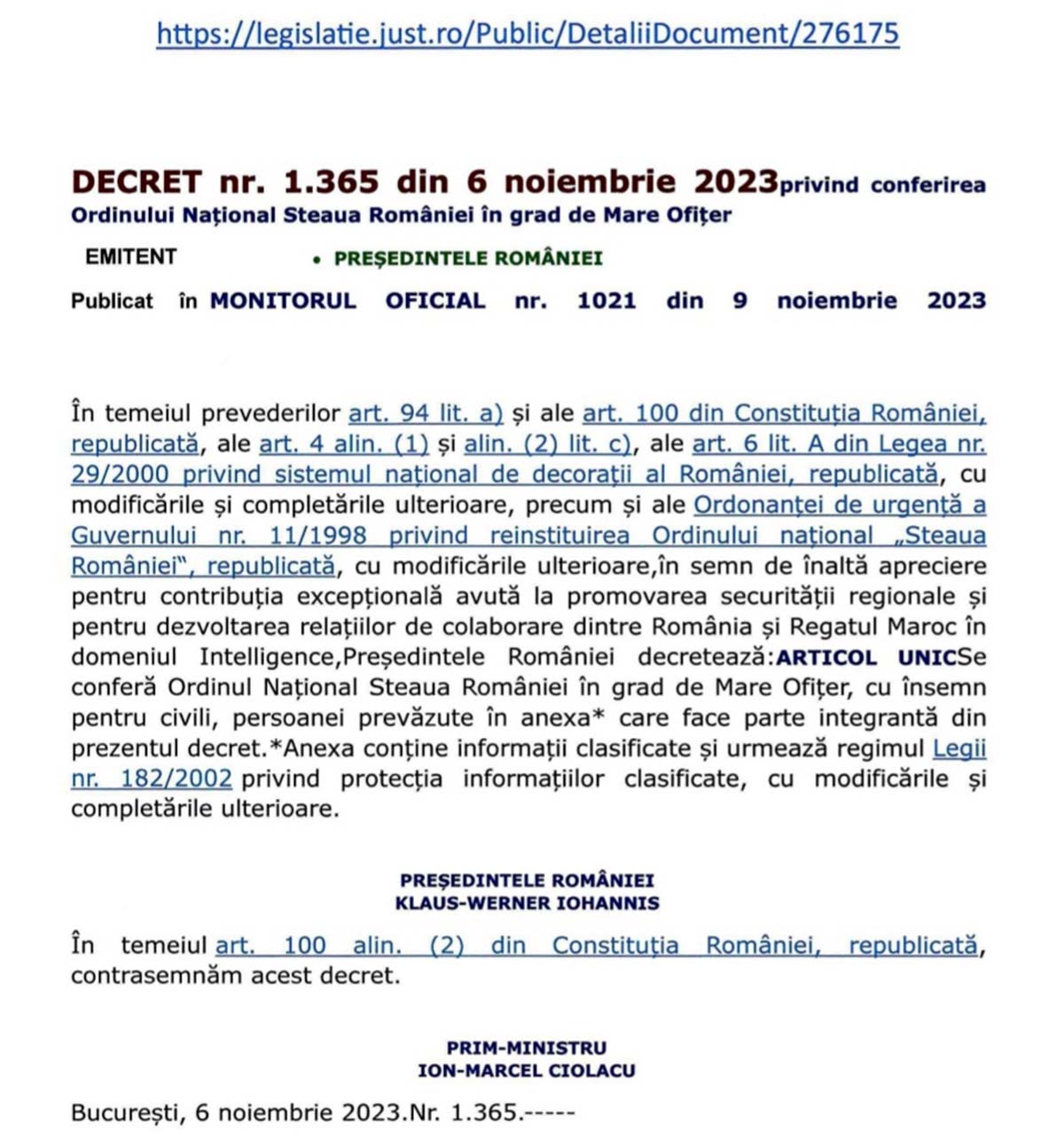 La Roumanie décerne à Yassine Mansouri sa plus haute distinction
