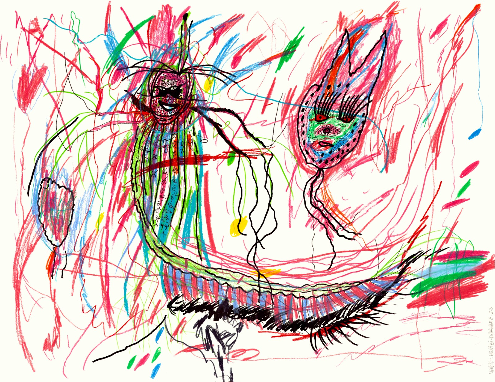 The Radiant Child, technique mixte sur papier, 65-50 cm, 2023.
