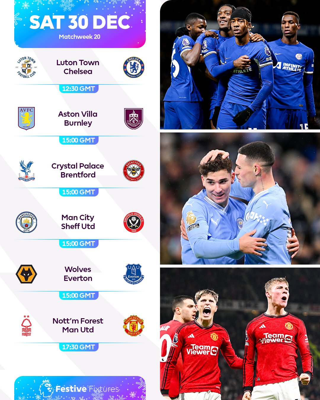 Premier League: Ce samedi, six matches au programme