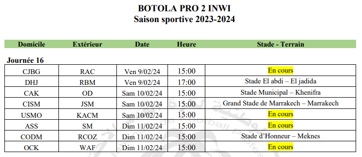 LNFP :    Programmes des J16,J17 ( D1) et de la J16(D2)