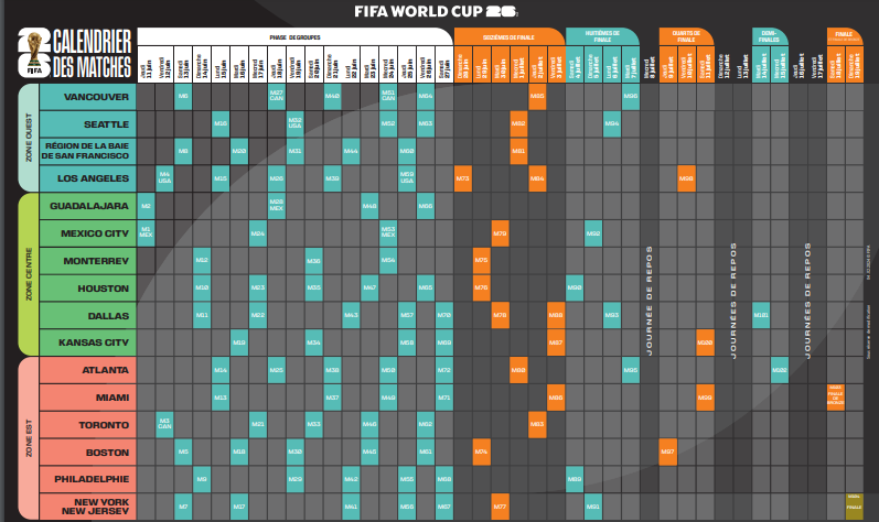 Mondial 2026 :  La FIFA dévoile le calendrier de la compétition Mondial 2026 :  La FIFA dévoile le calendrier de la compétition