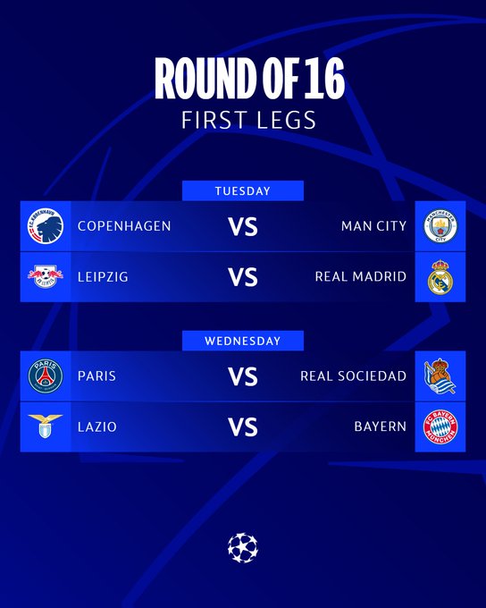 Ligue des Champions :  Ce soir les huitièmes,  quels matches ? à quelle heure ?