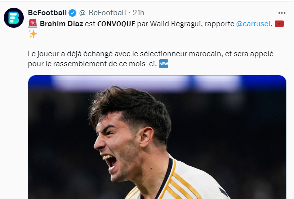 Equipe nationale / Brahim Diaz : Diaz sur la pré-liste de Regragui !