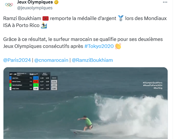 JO Paris 24/ Surf:  Boukhiam parmi les 48 surfeurs qualifiés