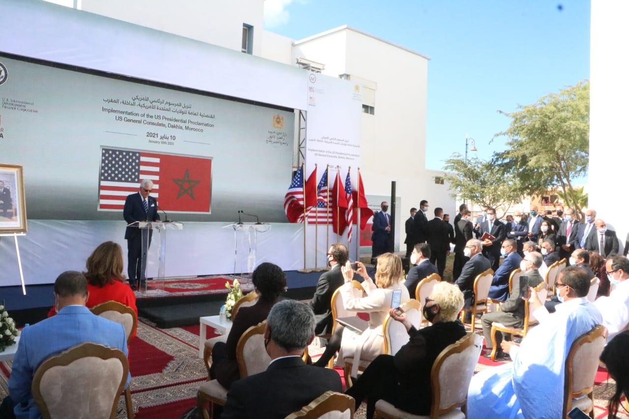 Cérémonie de lancement du processus d'ouverture du Consulat américain à Dakhla, tenue le 10 janvier 2020, en présence de l'ex-ambassadeur américain, David Fischer. (Droits réservés)