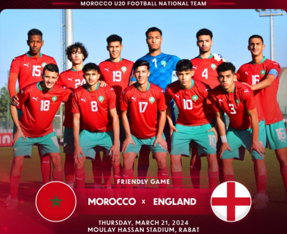 Friendly match U20: Tonight, Morocco vs England Friendly match U20: Tonight, Morocco vs England
