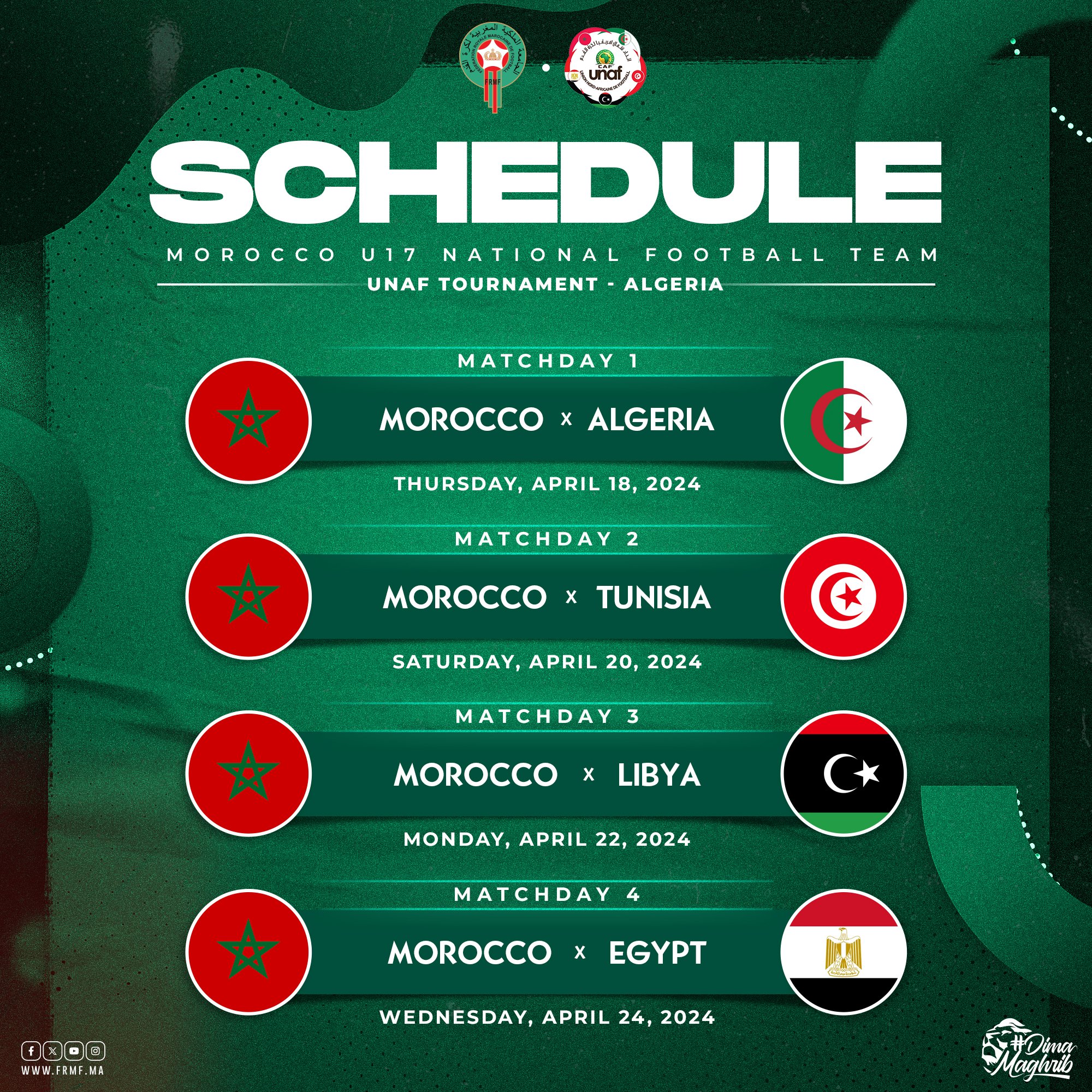 CAF/UNAF/ Tournoi des sélections U17 Maroc - Algérie en journée d’ouverture à Alger