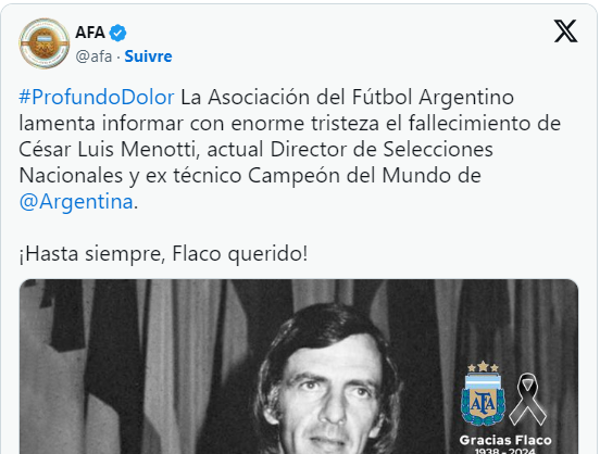 Décès / l’Argentine en deuil : Menotti n’est plus de ce monde ! Décès / l’Argentine en deuil : Menotti n’est plus de ce monde !