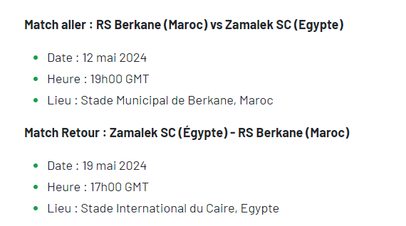 Finales de la LDC et de la CCAF:  La Confédération officialise la programmation