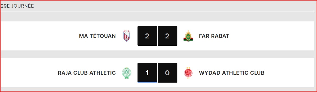 Botola D1-J29: le Raja nouveau leader à une journée de la fin de la saison !