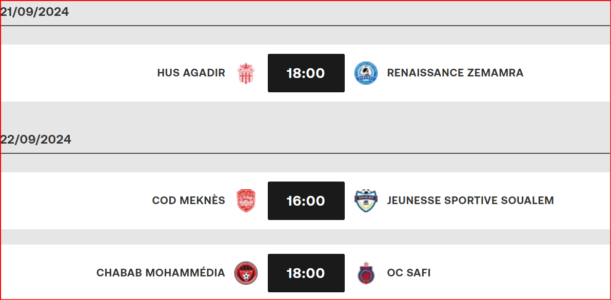 Botola D1: Programme de la J3 Botola D1: Programme de la J3